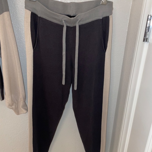 MONROW Color Block Gray/Tan Two-Piece Knit Jogger Set Size S/M - Picture 10 of 15